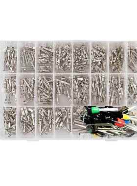 跨境340PCS盒装铜公母接插件汽车连接器插针压接端子1-3.5mm