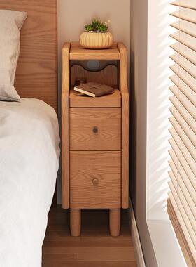 实木床头柜家用卧室小型夹超置物架纳20c窄m极窄缝侧CTG0225边收
