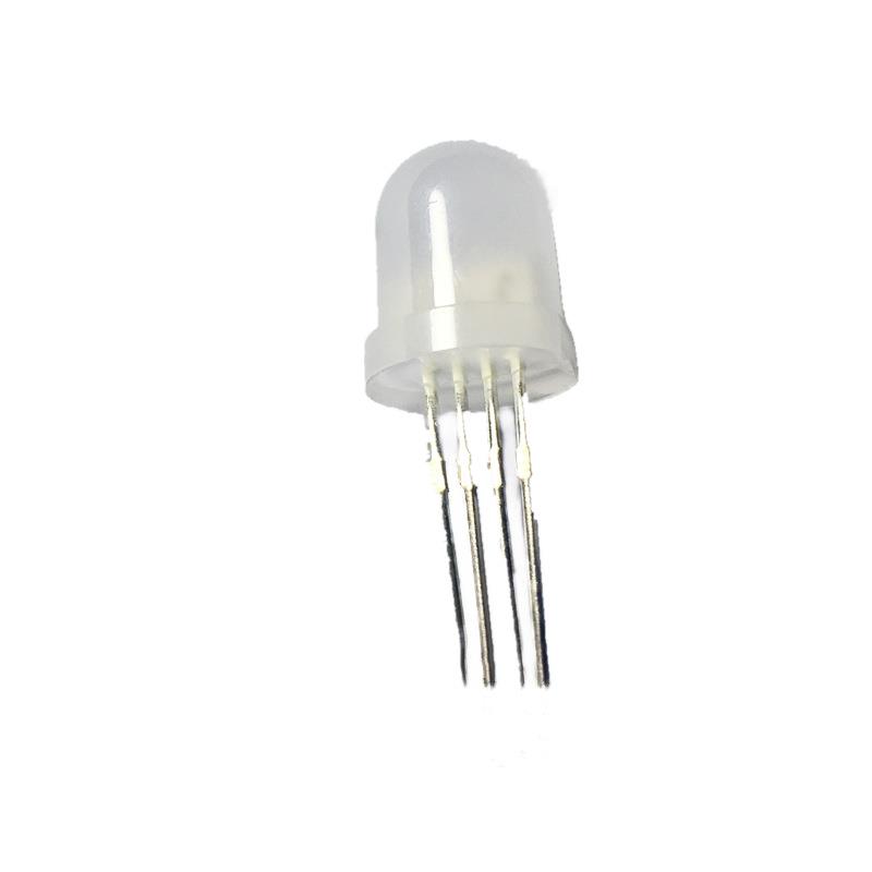 发光二极管直插LED灯珠F8全彩rgb雾状共阴阳极8mm圆头七彩四脚rgb