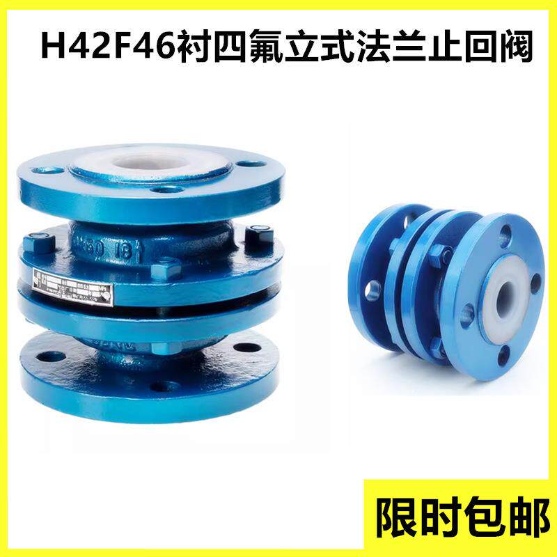 法兰衬氟止回阀H42F46铸钢304不锈钢立式衬四氟升降式逆止阀DN50