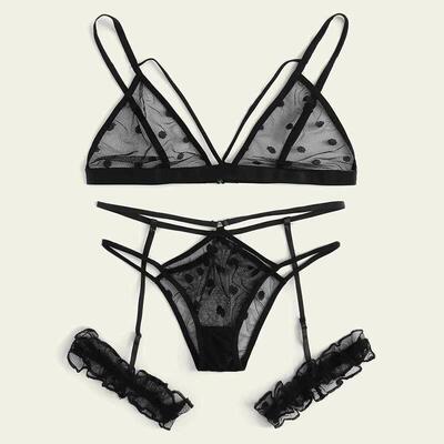 less Bra Thong Garters Polka Dot Bralette Sexy Lingerie Sets