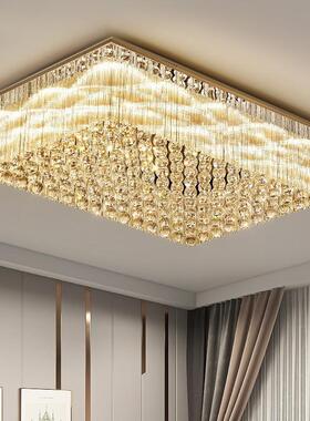 现代简约D厅水晶吸顶灯lEed吸顶灯家用大气长方形L客840卧室餐厅