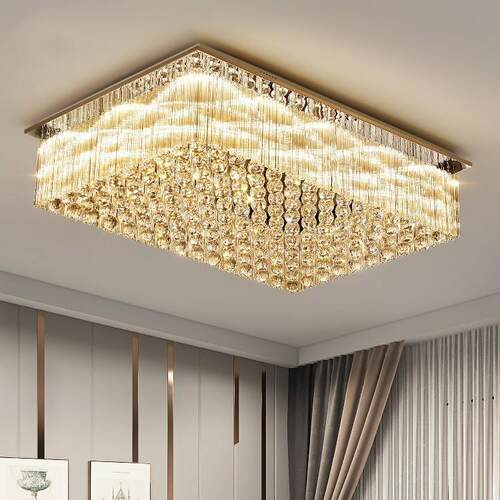 现简约LED客水晶吸e顶代灯l968d吸顶灯家用大气厅长方形卧室餐厅