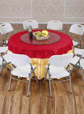 折叠圆桌餐桌家圆形塑料用大圆台园面圆桌可1HAT0人吃桌饭折叠圆