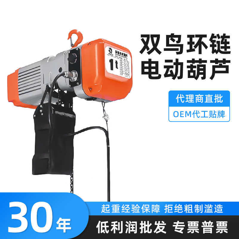 双鸟牌电动葫芦链条起重提升机1吨2t3T5t鬼头款SHH-A型环链电葫芦