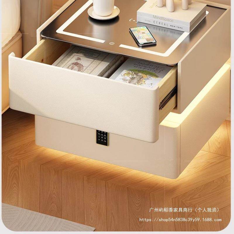 悬浮床YDX10226头柜能现带灯实木简智代约收纳轻卧室奢无线充电多