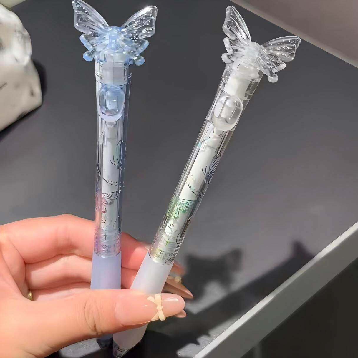 水晶蝴蝶笔解压木鱼笔旋转葫芦笔顺滑速干中性笔多功能创意刷题笔