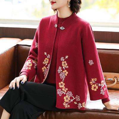 妈妈秋装洋气针织外套中年女装十一结婚礼服中老年参加婚宴两件套