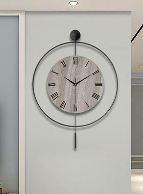 客厅家用时钟钟摇摆静音时摇摆装款墙挂背景轻奢lwb00006简墙约饰