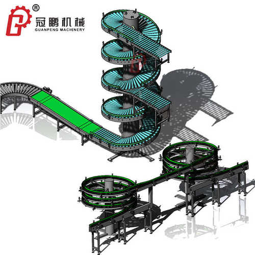 厂家供应链板式滚筒式螺旋输送机跨楼层垂直传送流水线箱袋输送线