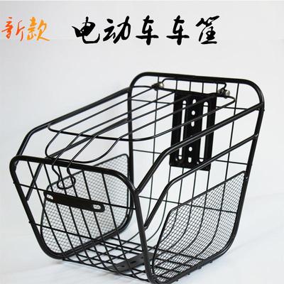 新款电动车带盖筐自行车篮折叠车加大娄便携菜篮子后置防锈塑料