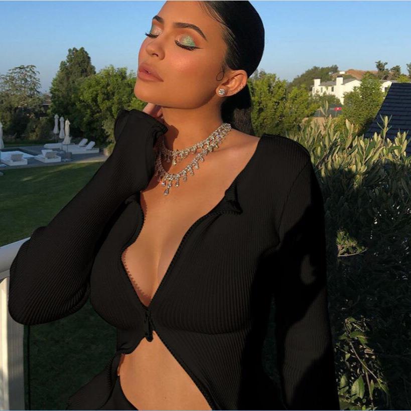 Sexy Zipper Cardigan Long Sleeve Tops Women's