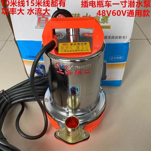 电动车电瓶车专用48V60V抽水泵 抽水机 全铜潜水泵 农用水泵1寸
