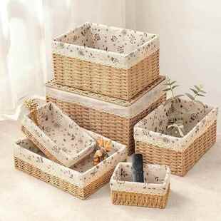 box basket desktop small woven bamboo rattan storage