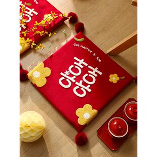 改口敬茶跪垫结婚一对新娘坐福垫床上坐垫婚礼红色喜垫子用品新品