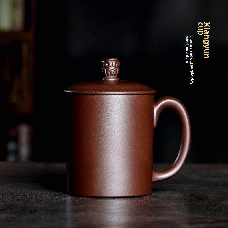 宜兴男女紫砂杯、纯手工中国覆古茶杯、水杯、原矿茶杯、办公祥云