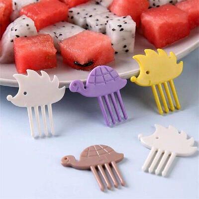 8Pcs Hedgehog Tortoise Animals Food Fruit Picks Forks Bento