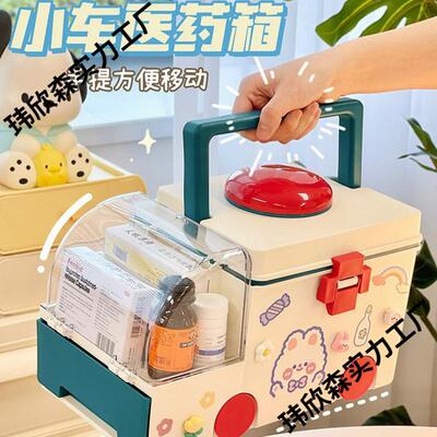 新款家用收纳箱可爱药品收纳盒儿童桌面药箱宝宝箱子医药箱家庭装