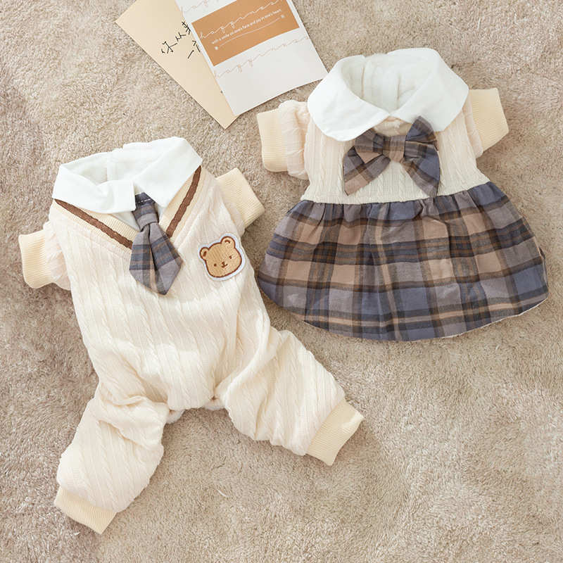 秋冬季猫咪衣服学院风JK制服情侣棉衣加厚保暖蓝猫布偶猫咪狗衣服