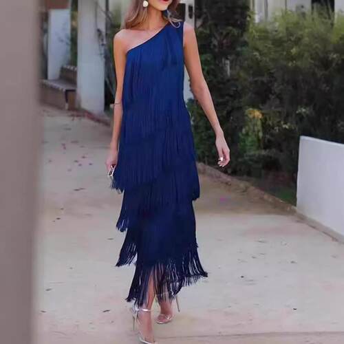 Tassel Shoulder Dress Evening Dress
