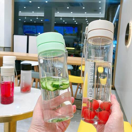 家用摔高颜值塑料杯 学生水杯女随手杯 韩版可爱茶杯喝水杯