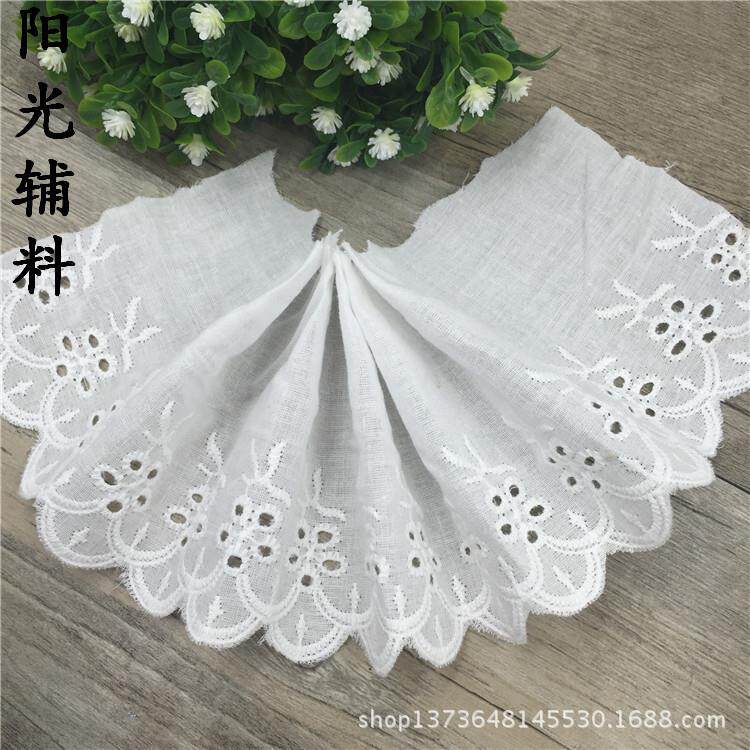 新款DIY服装辅料韩版蕾丝边 棉布刺绣花边宽10cm 纯棉线花边