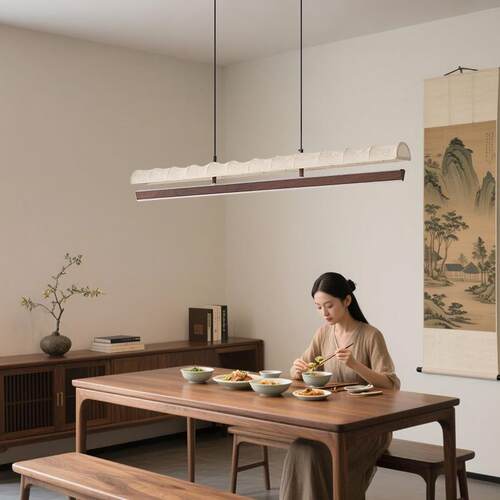 中古风餐厅吊灯宋式美学极简餐厅吊灯现代简约创意个性吧台餐桌灯