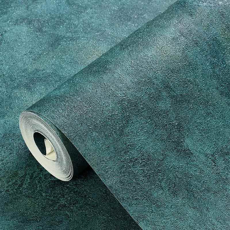 美式覆古孔雀绿墙纸 工业风斑驳壁纸防水 卧室客厅电视背景墙壁纸