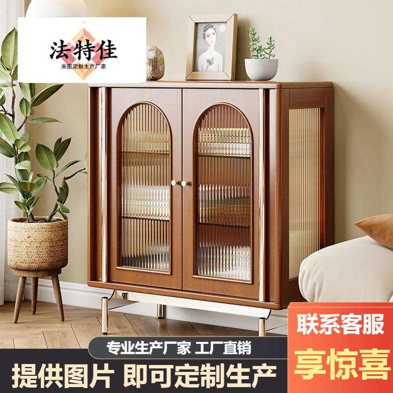 美式边柜欧式实木雕花展示柜新古典展示柜双门柜中式手工描金柜子