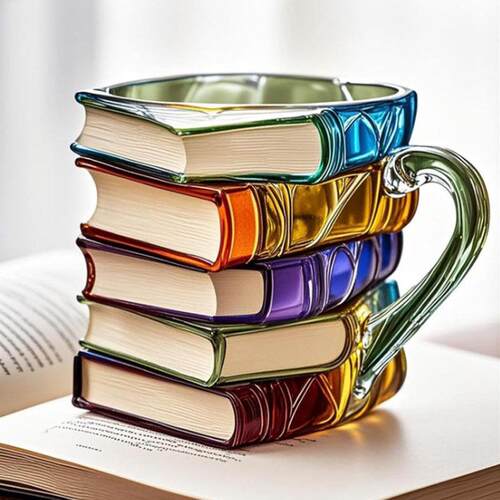 跨境新款热销Painted Book Mug彩绘书杯马克杯咖啡杯