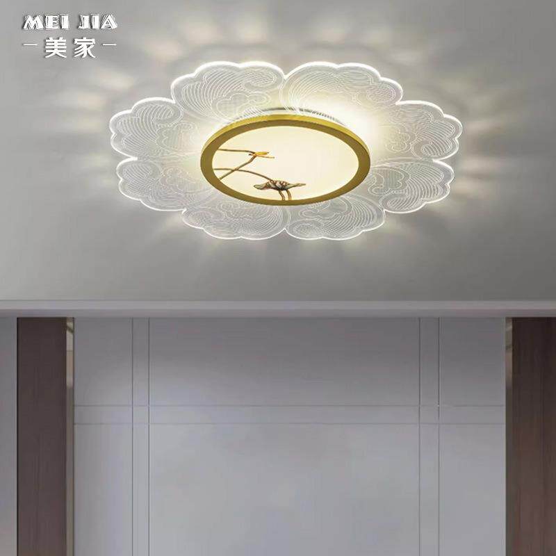 现代中式主卧室吸顶灯别墅儿童公主房间铁艺吸顶灯简约荷花吸顶灯