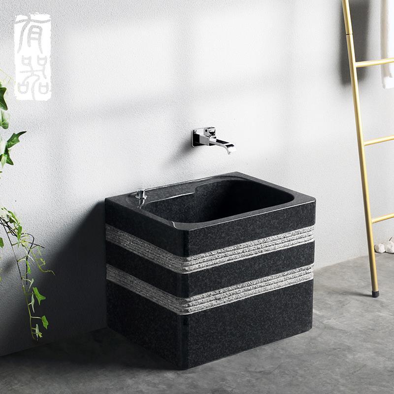 大理石拖把池户外庭院子一体墩布池水槽家用阳台可移动石头拖布池