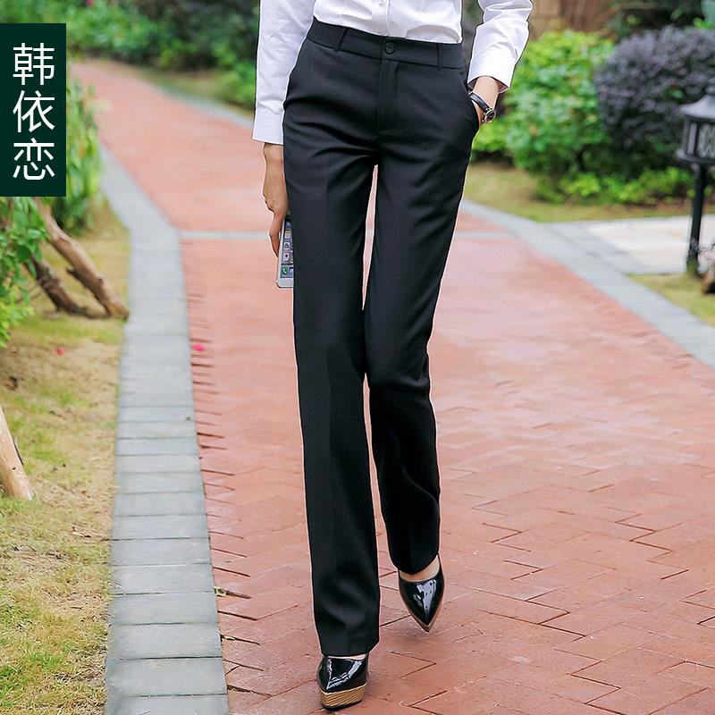 职业西裤女直筒长裤春夏宽松显瘦修身加长上班工作裤松紧腰西装裤