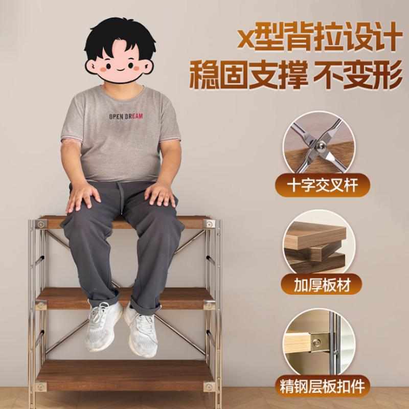 白色日式置物架落地客厅阳台多层中古收纳架厨房微波炉烤箱储物架