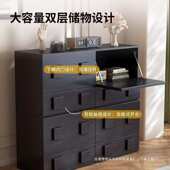 中古风复古实木卡门柜组合餐柜简约卧室床头柜客厅家用落地电视柜