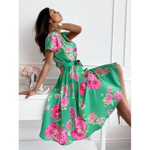 neck mid Fashion dress for length women floral