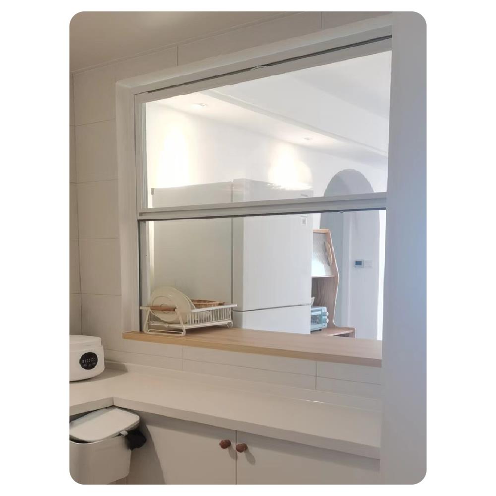 需定制美式上下提拉窗铝合金厨房传菜口卧室提升窗卫生间窄边推拉