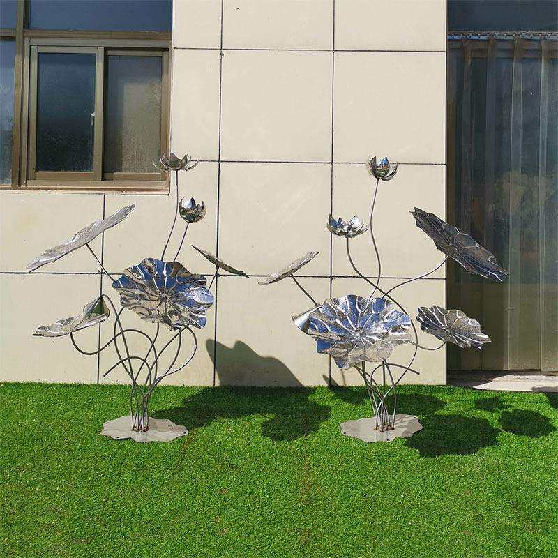 不锈钢仿真荷花户外景观园林庭院公园水景雕塑摆件铁艺荷花装饰品