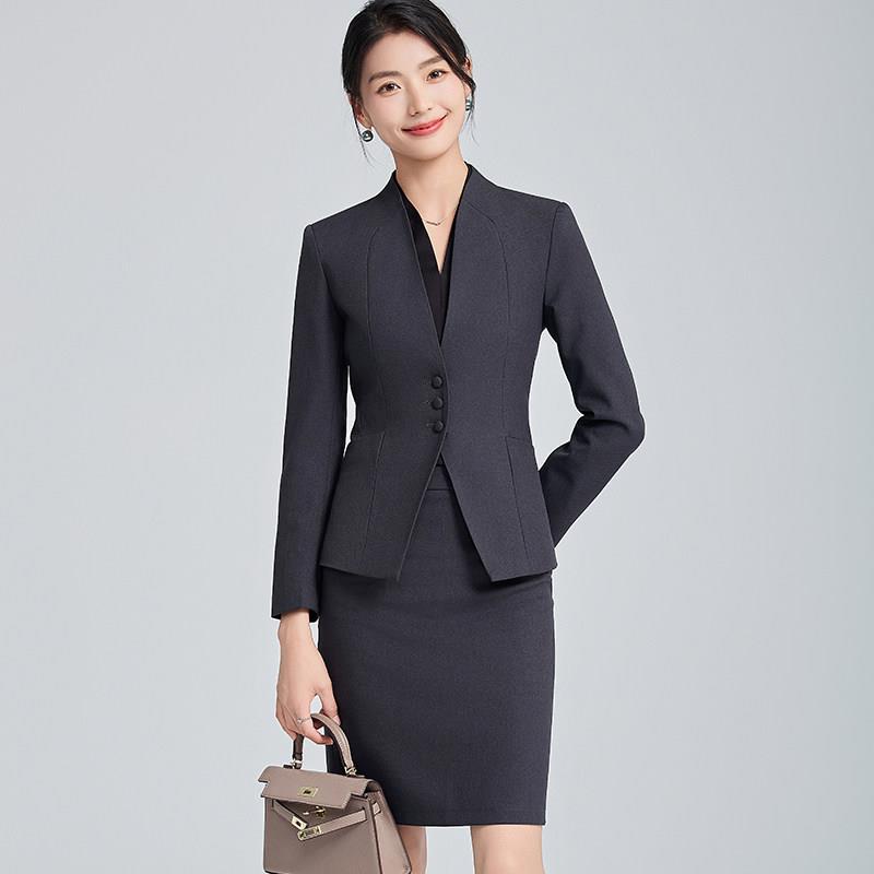 正装女套装长袖职业套装售楼部西装珠宝店工作服酒店前台接待工装