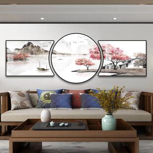 深圳大芬油画村富春山居图国画山水画客厅挂画茶室书房壁画新中式