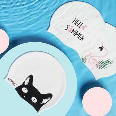 COPOZZ泳帽女长发护耳大号不勒头成人男士防水硅胶游泳帽时尚可爱