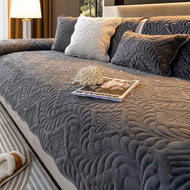 沙发垫四季通用防滑北欧简约高档皮座垫夏季毛绒加厚沙发套罩美式