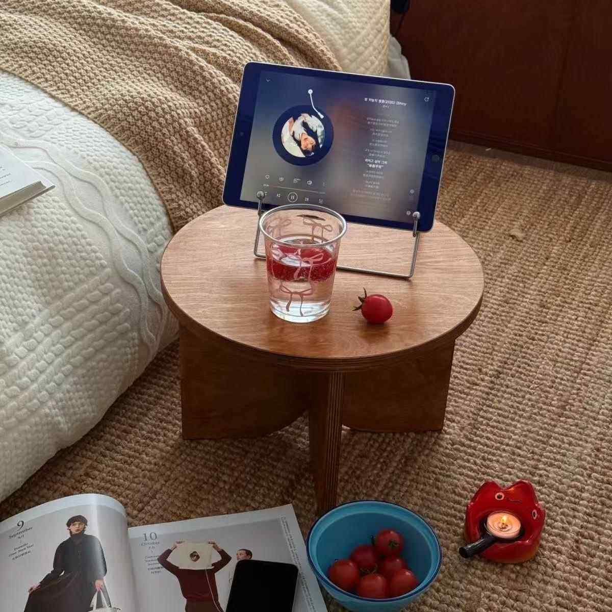 松木板小圆桌木质点心矮桌子飘窗桌手工桌落地学习桌韩系茶几摆件,住宅家具,茶几,淘宝优惠券,粉丝福利购,淘宝优惠卷