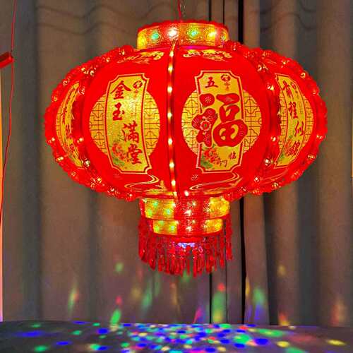 彩春新款七口LED旋转灯笼阳台大门走马灯乔GAP迁新年节挂饰结婚灯