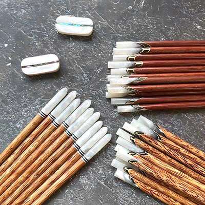 波浪纹椰木筷子筷天然实木圆头餐具筷子防滑东南亚手工筷