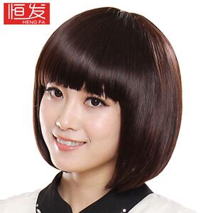 恒发假发女短发发型圆脸bobo头自然头套真发时尚全头套真人发丝夏