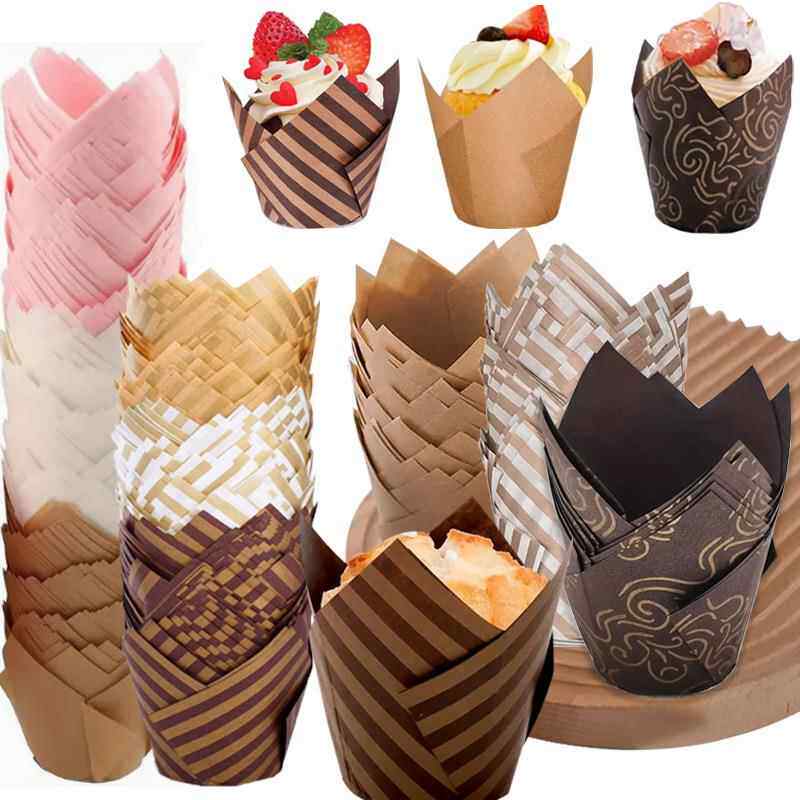 烘焙蛋糕纸托郁金香条纹图案纸杯马芬杯麦芬蛋糕防油纸托杯