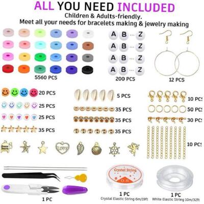 6MM Polymer Clay Beads Set 24 Rainbow Color Flat Chip Beads