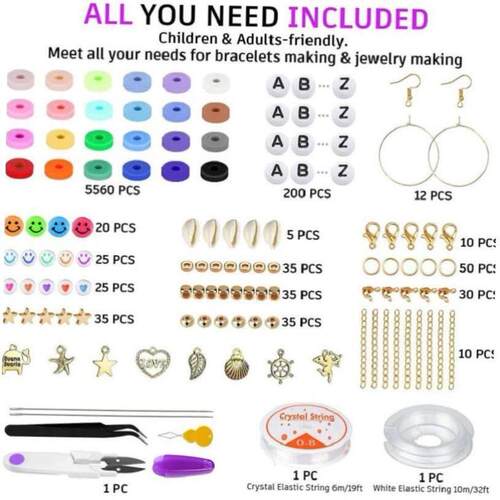 6MM Polymer Clay Beads Set 24 Rainbow Color Flat Chip Beads