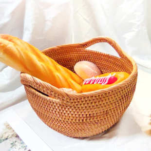 饰筐花篮手工编织手提杂物桶 越南秋藤编脏衣服桶浴室家用收纳筐装